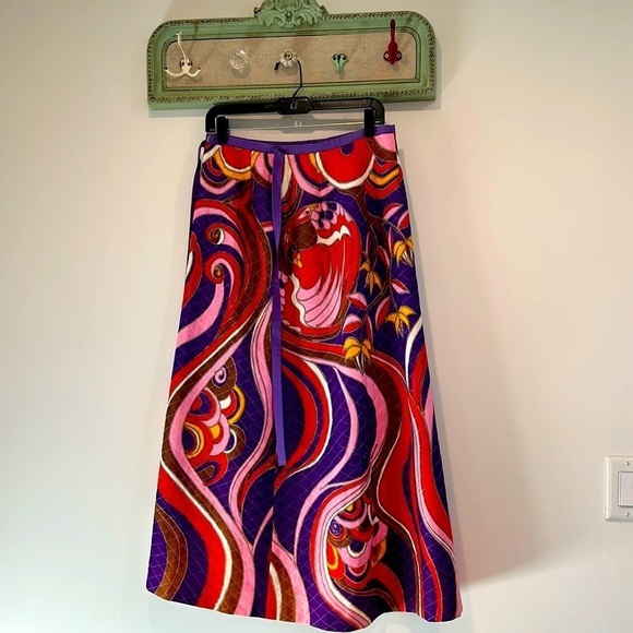 Vintage Peck & peck 1960s psychedelic print wrap maxi skirt women’s size medium - Picture 1 of 7